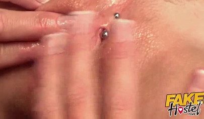 Sexy black babe gets pleased by two blondes in a lesbian threesome