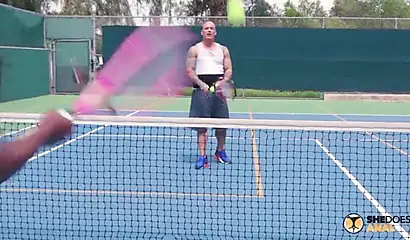 Tennis hottie Ana Foxxx gets analized by her coach