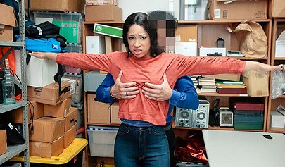 Ebony shoplifter gets stripped and fucked