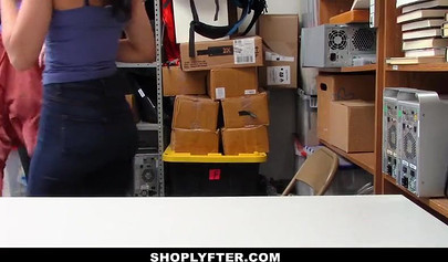 Ebony shoplifter gets stripped and fucked