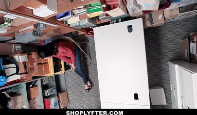 Ebony shoplifter gets stripped and fucked