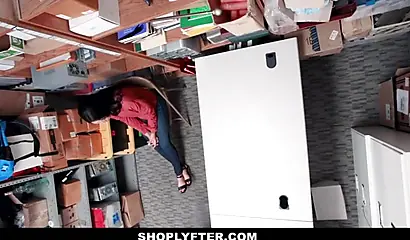 Ebony shoplifter gets stripped and fucked