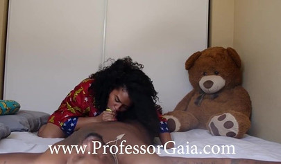 Ebony with huge tits and nipples goes for a passionate cock ride