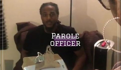 Slender ebony parole officer gets dominated and fucked