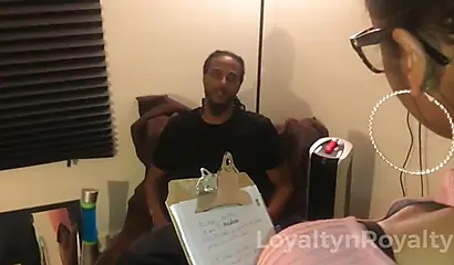 Slender ebony parole officer gets dominated and fucked