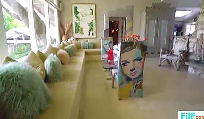 Delicious ebony Cecilia Lion sucks and rides her stepdad's fat dick