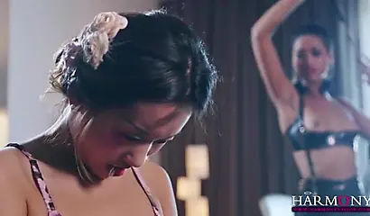 Petite Asian teen Alina Li gets fucked by dominant lesbians Dani Daniels & Skin Diamond