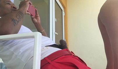 Sexy Latina sucks and fucks a BBC on the balcony