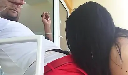 Sexy Latina sucks and fucks a BBC on the balcony
