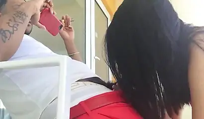 Sexy Latina sucks and fucks a BBC on the balcony