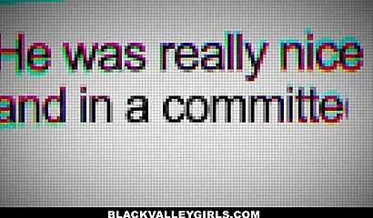 Ebony teen Mya Mayes gets her trimmed beaver nailed by her married neighbor