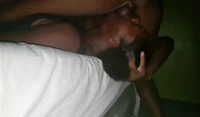 African doll throats a huge ebony dick in the dark