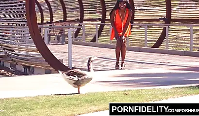 Ebony in red panties Ana Foxxx takes a cumload in her pussy during an intense fuck