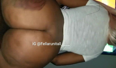 Bubble butted ebony sits on my dick and rides it