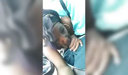 African babe blows me off during a road trip