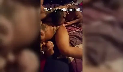 Ebony cums while getting her pussy eaten out