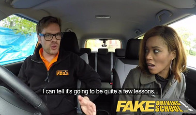 Ebony Kiki Minaj takes a free driving and sex lesson