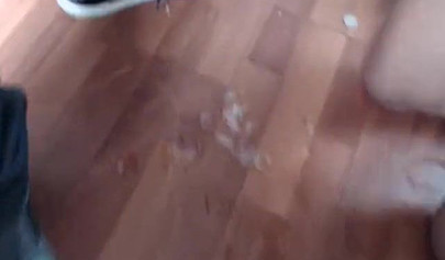 Busty tattooed ebony gives a hot BJ and swallows cum