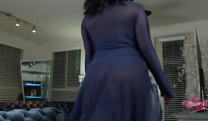 Cougar Maserati blows a white dick & takes cum on her enormous tits