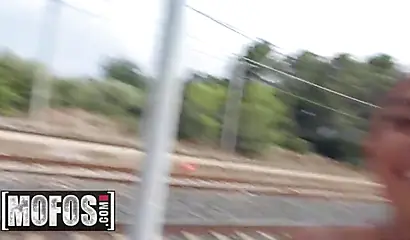 Ebony slut Luna Corazon gets paid to have public sex with a local pervert