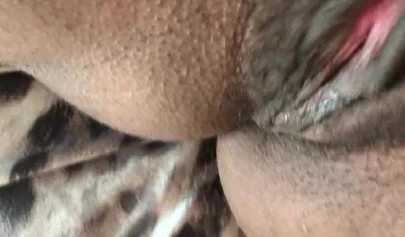 Black slut cums while masturbating up close