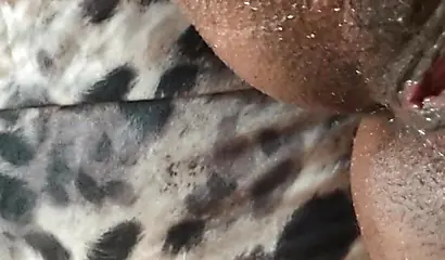 Black slut cums while masturbating up close