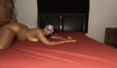 Masked ebony getting pounded doggystyle by her stepbro