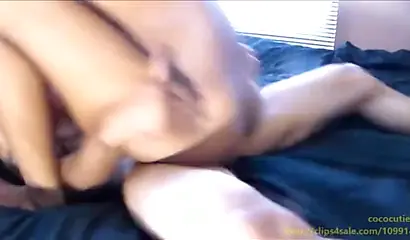 Slim black teen sucking & riding a monster shaft