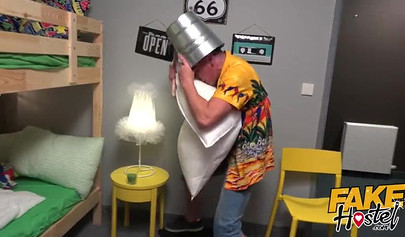 Busty ebony roommates Claudia Bavel & Lola Marie get fucked in a hostel threesome