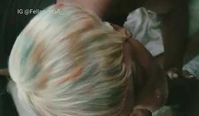 Blonde ebony Monica Rose gets her pierced cunt and asshole drilled