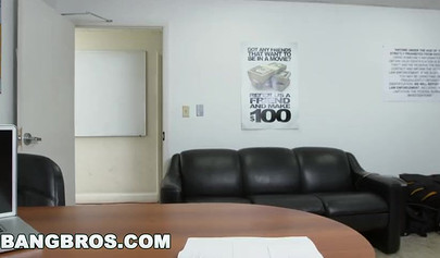 Sexy ebony secretary Arianna Knight gives head to her boss and gets fucked in POV