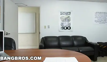 Sexy ebony secretary Arianna Knight gives head to her boss and gets fucked in POV