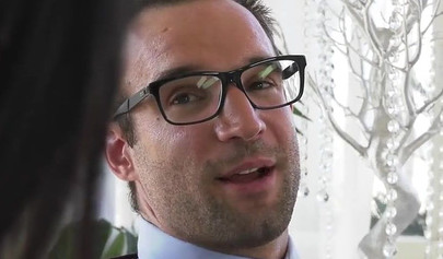 Naturally busty beauty Nia Nacci gets orally pleased and fucked by a nerd