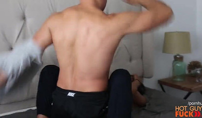 Sexy ebony babe gets screwed by a white gymnast