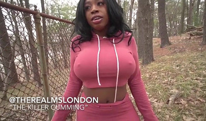 Curvaceous ebony shows her cock sucking & fucking skills in public