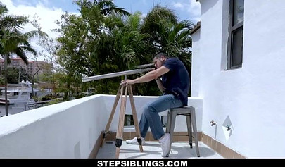 Ebony bikini babe Demi Sutra rides her hairy snatch on a hard dick