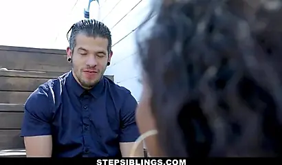 Ebony bikini babe Demi Sutra rides her hairy snatch on a hard dick