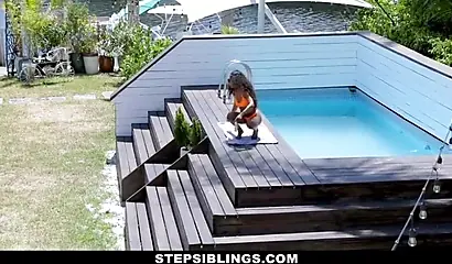 Ebony bikini babe Demi Sutra rides her hairy snatch on a hard dick