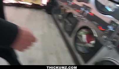 Big assed ebony teen Jenna J Foxx blows and fucks a dick in public