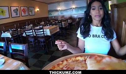 Big assed ebony teen Jenna J Foxx blows and fucks a dick in public