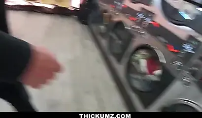 Big assed ebony teen Jenna J Foxx blows and fucks a dick in public