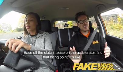 Cute ebony teen gets screwed by her driving instructor