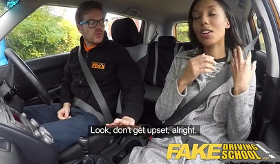 Cute ebony teen gets screwed by her driving instructor