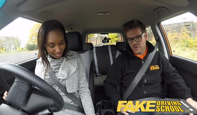 Cute ebony teen gets screwed by her driving instructor