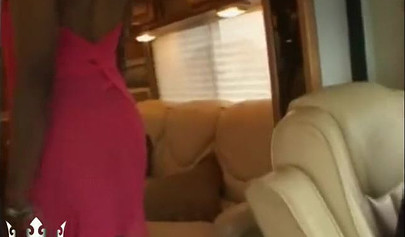 Dirty ebony babe gets double penetrated in a gangbang