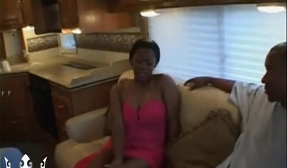 Dirty ebony babe gets double penetrated in a gangbang