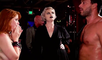 Tied up sluts Penny Pax and Kira Noir get fucked in a BDSM orgy