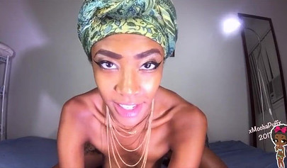 Long-legged ebony bangs her pussy with a toy