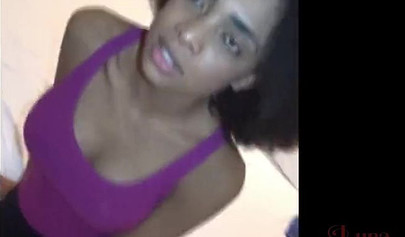 Ebony cutie Luna Corazon gets fucked while talking to her man on the phone