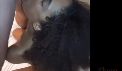 Ebony cutie Luna Corazon gets fucked while talking to her man on the phone